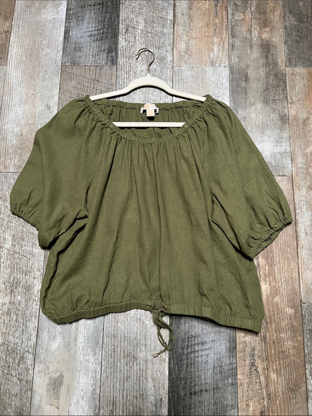 Michael Kors Olive Green Women's Peasant Top New without tags